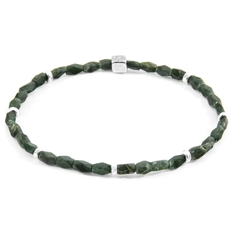 GREEN JADE TEKAPO SILVER AND STONE BRACELET