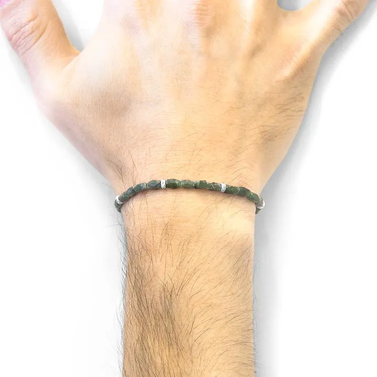 GREEN JADE TEKAPO SILVER AND STONE BRACELET
