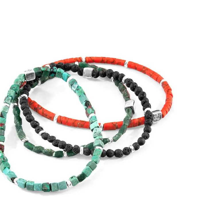 GREEN JADE TEKAPO SILVER AND STONE BRACELET