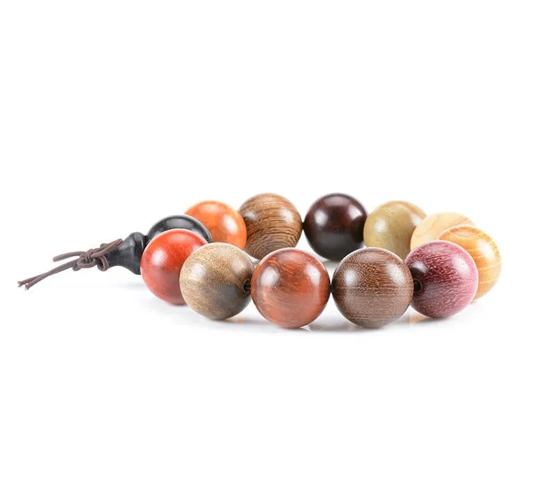 Hand-polished Multi-colored Sandalwood Beaded Mala Bracelet