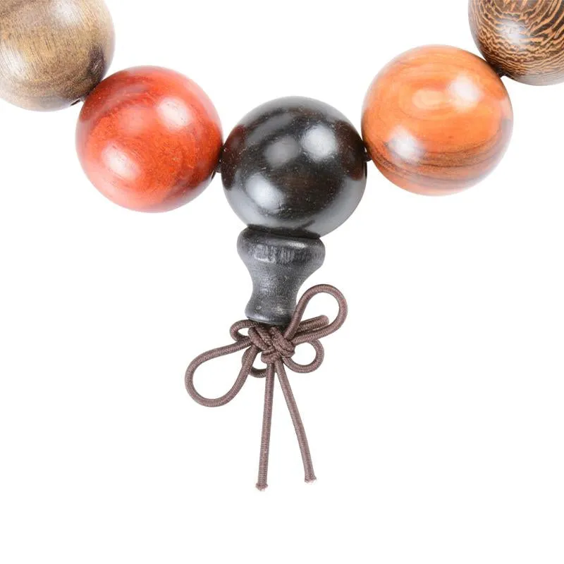 Hand-polished Multi-colored Sandalwood Beaded Mala Bracelet