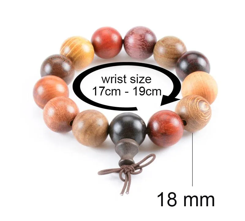 Hand-polished Multi-colored Sandalwood Beaded Mala Bracelet