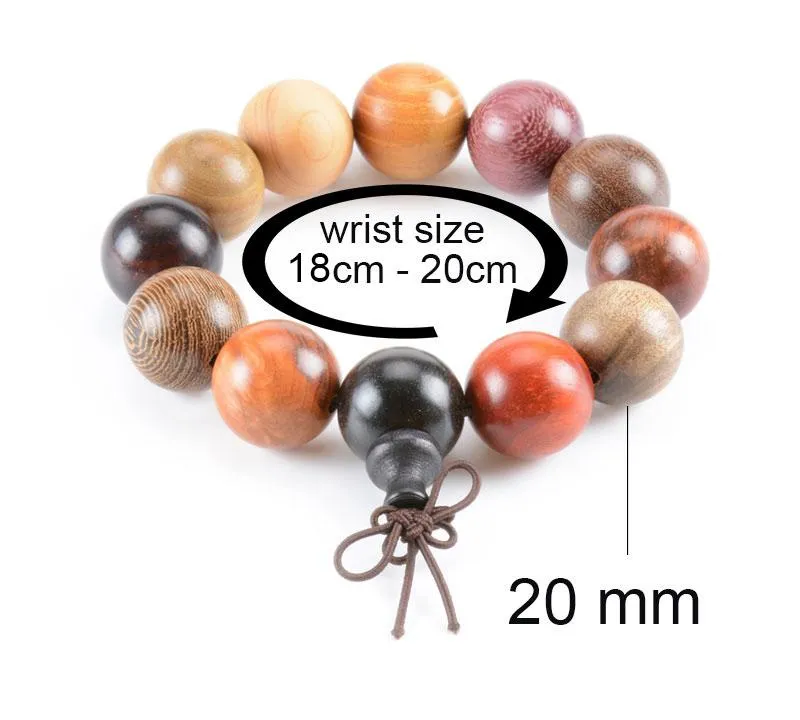Hand-polished Multi-colored Sandalwood Beaded Mala Bracelet