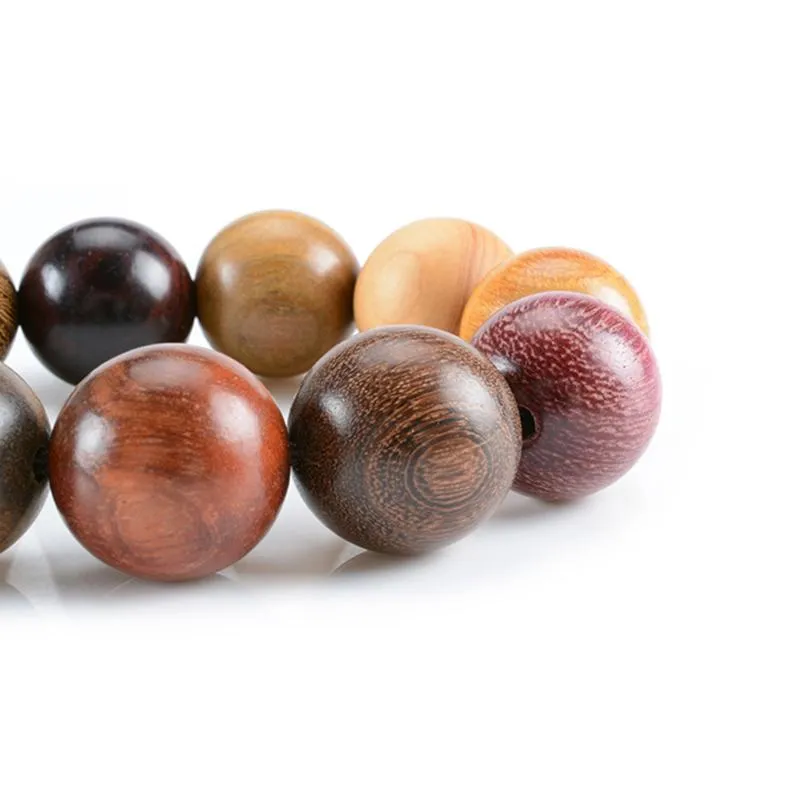 Hand-polished Multi-colored Sandalwood Beaded Mala Bracelet