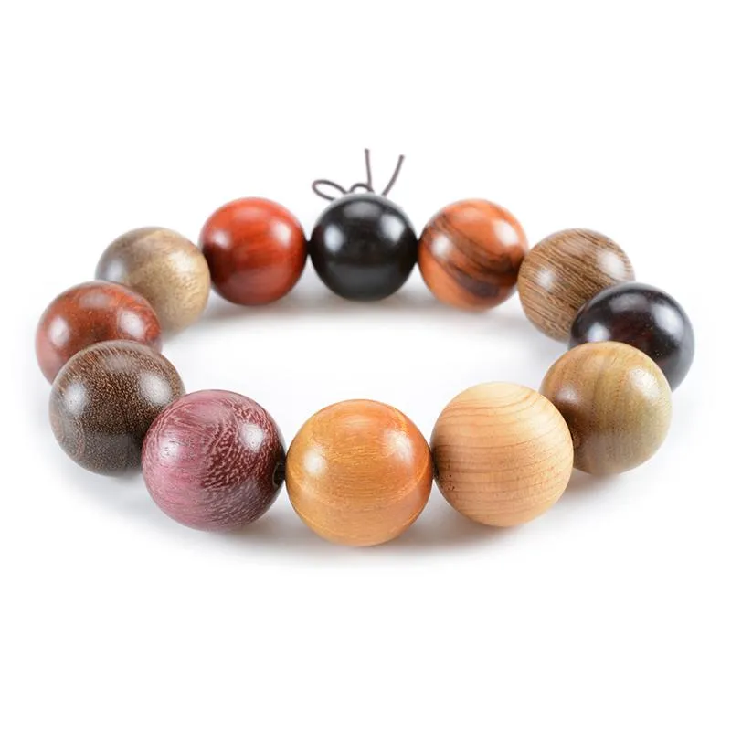 Hand-polished Multi-colored Sandalwood Beaded Mala Bracelet