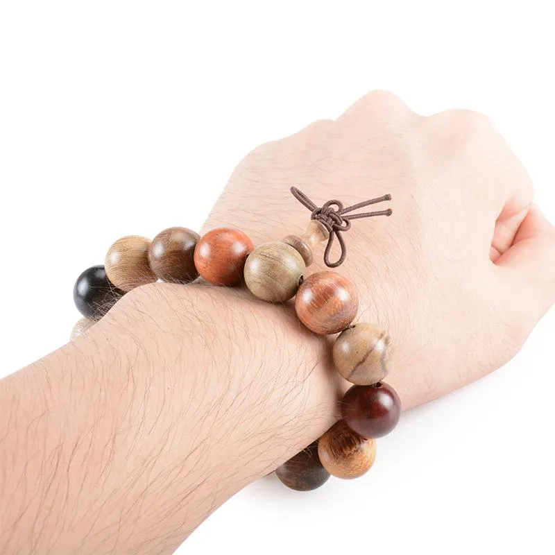 Hand-polished Multi-colored Sandalwood Beaded Mala Bracelet
