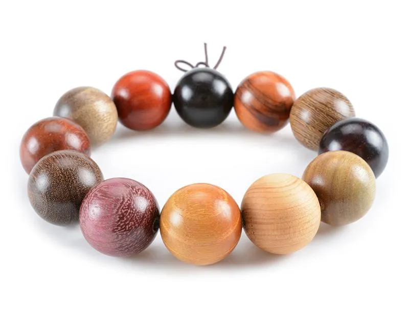 Hand-polished Multi-colored Sandalwood Beaded Mala Bracelet
