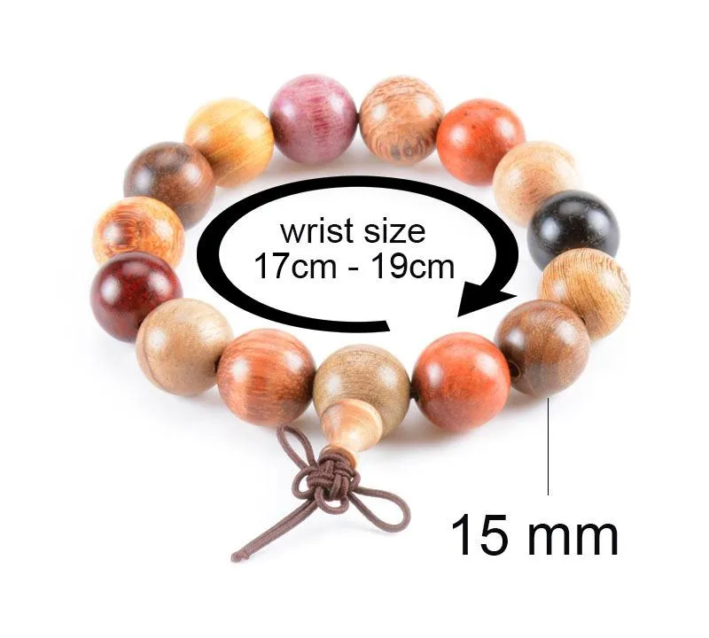Hand-polished Multi-colored Sandalwood Beaded Mala Bracelet