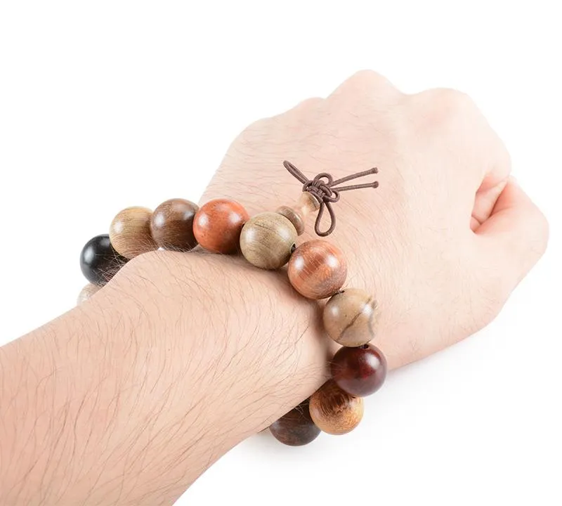 Hand-polished Multi-colored Sandalwood Beaded Mala Bracelet