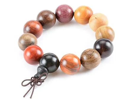 Hand-polished Multi-colored Sandalwood Beaded Mala Bracelet