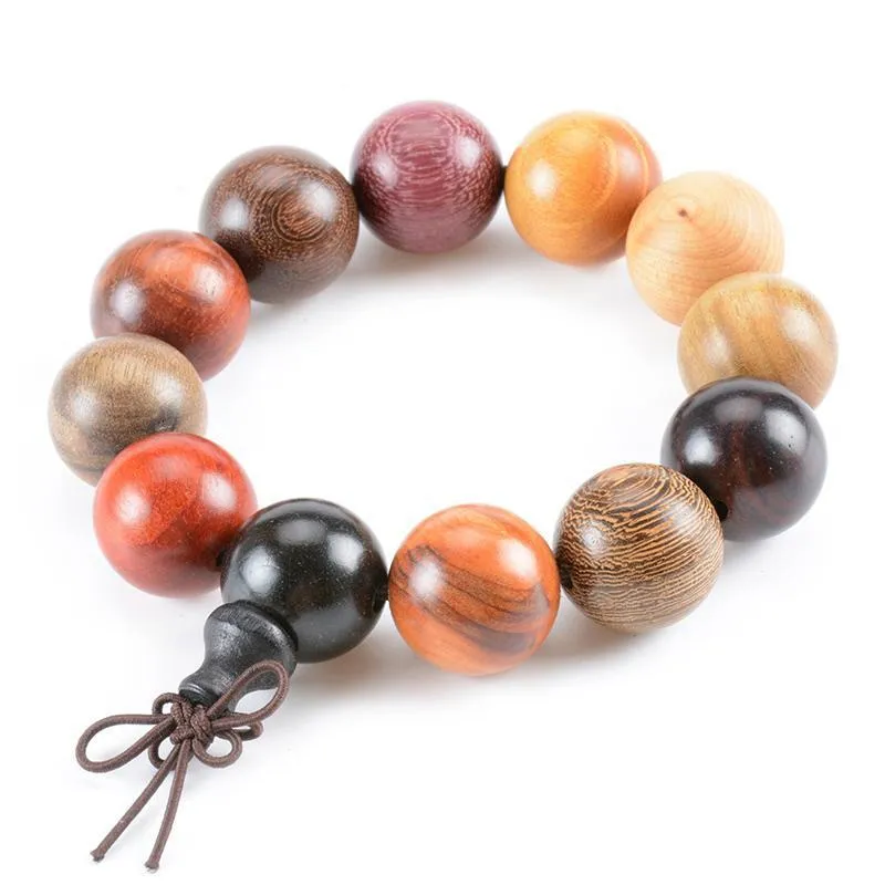 Hand-polished Multi-colored Sandalwood Beaded Mala Bracelet