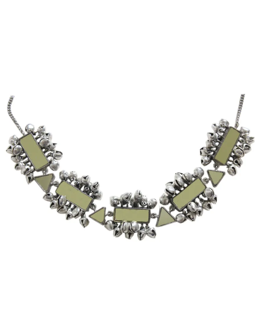 Handcrafted Silver Mirror Choker Necklace
