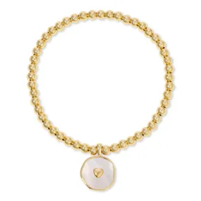 Heart Accented Shell Charm Stretch Bracelet