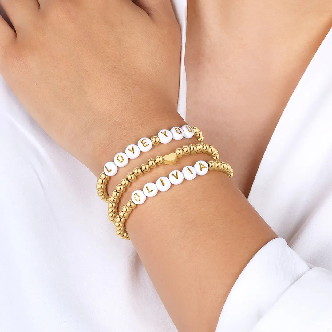 Heart Beaded Stacking Bracelet