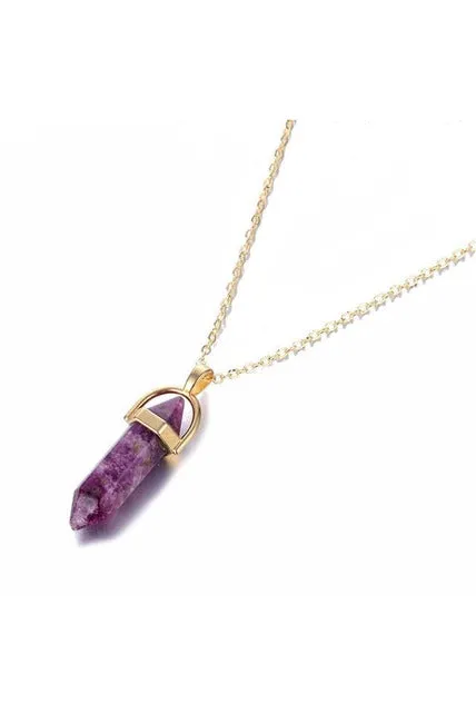 Hexagonal Column Quartz Crystal Necklaces