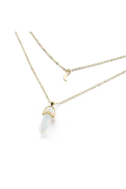 Hexagonal Column Quartz Crystal Necklaces