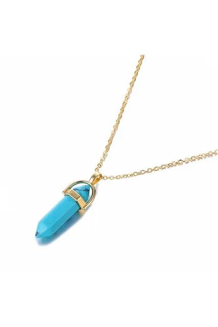 Hexagonal Column Quartz Crystal Necklaces