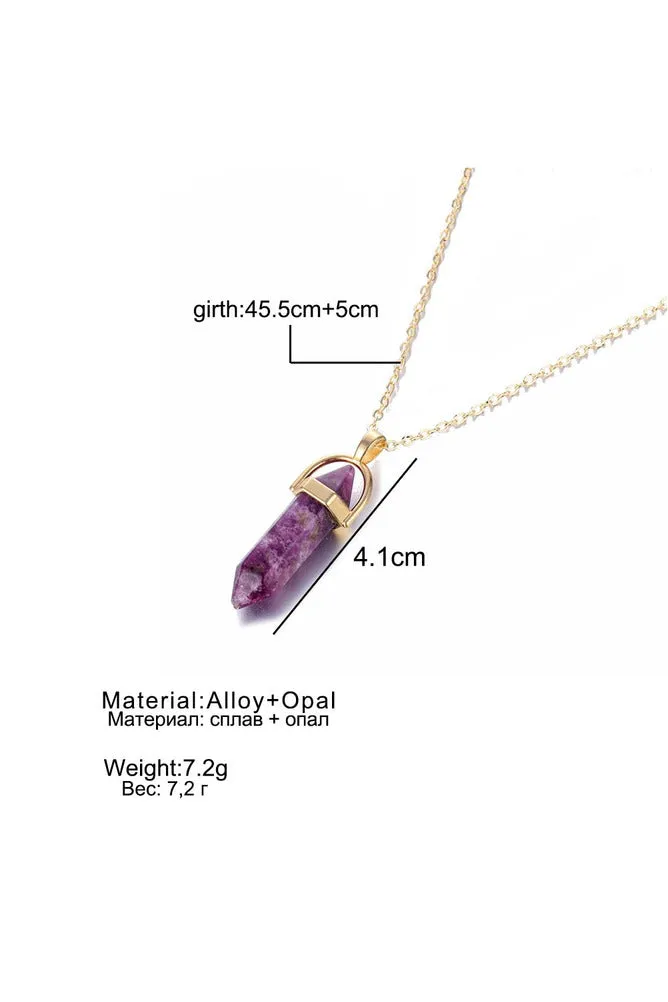 Hexagonal Column Quartz Crystal Necklaces