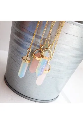 Hexagonal Column Quartz Crystal Necklaces