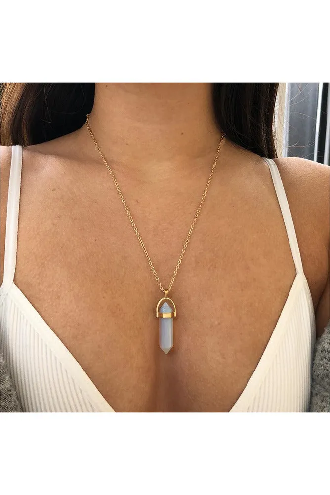 Hexagonal Column Quartz Crystal Necklaces