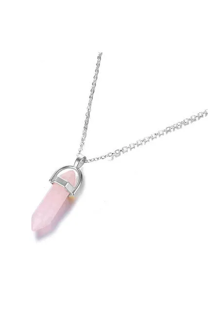 Hexagonal Column Quartz Crystal Necklaces