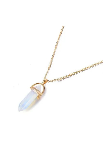 Hexagonal Column Quartz Crystal Necklaces