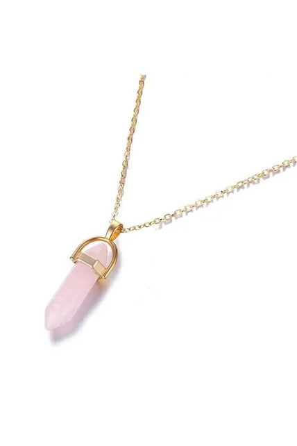 Hexagonal Column Quartz Crystal Necklaces