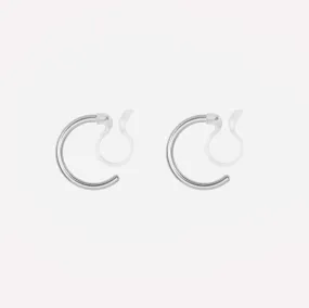 HUGGIE HOOP CLIP-ON EARRINGS IN SILVER