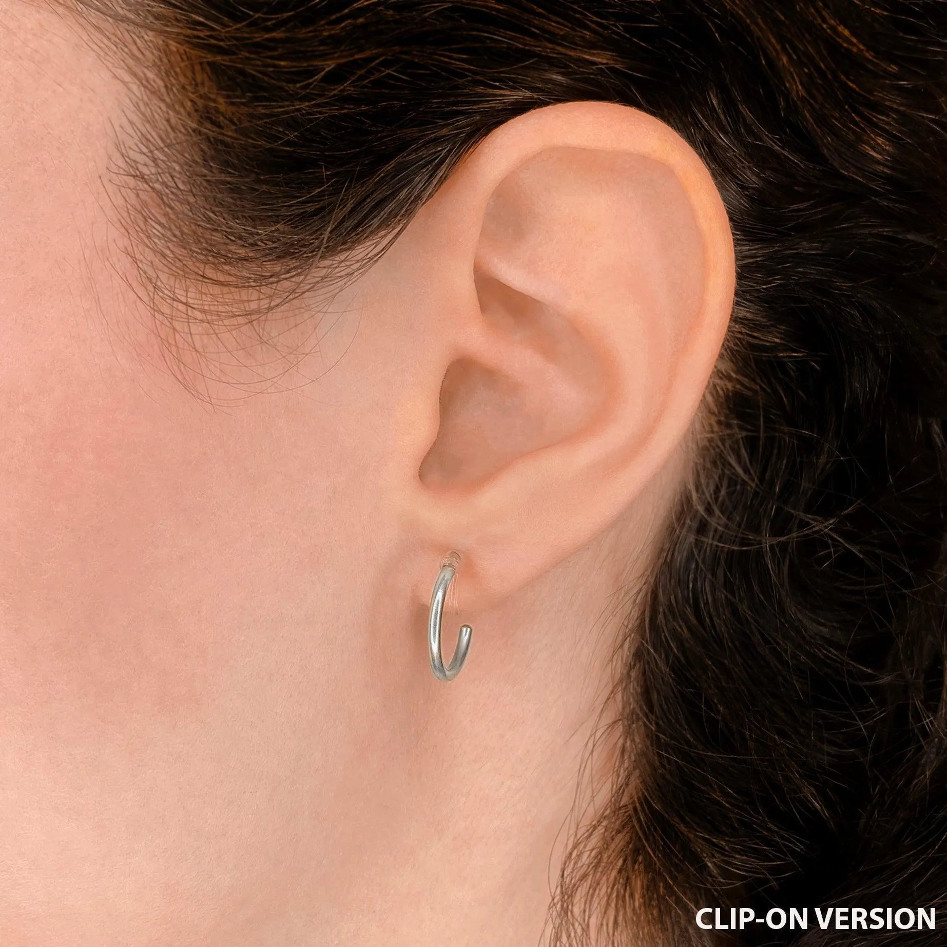 HUGGIE HOOP CLIP-ON EARRINGS IN SILVER