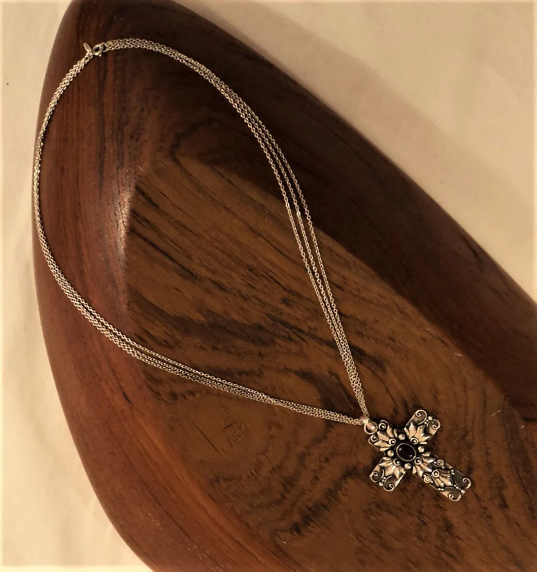 Indonesian Sterling Silver Cross Necklace
