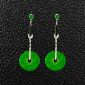 Jade, Onyx & Diamond Earrings