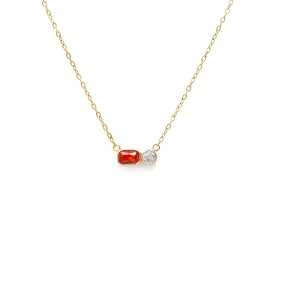 January Garnet Birthstone Necklace - Yellow Gold