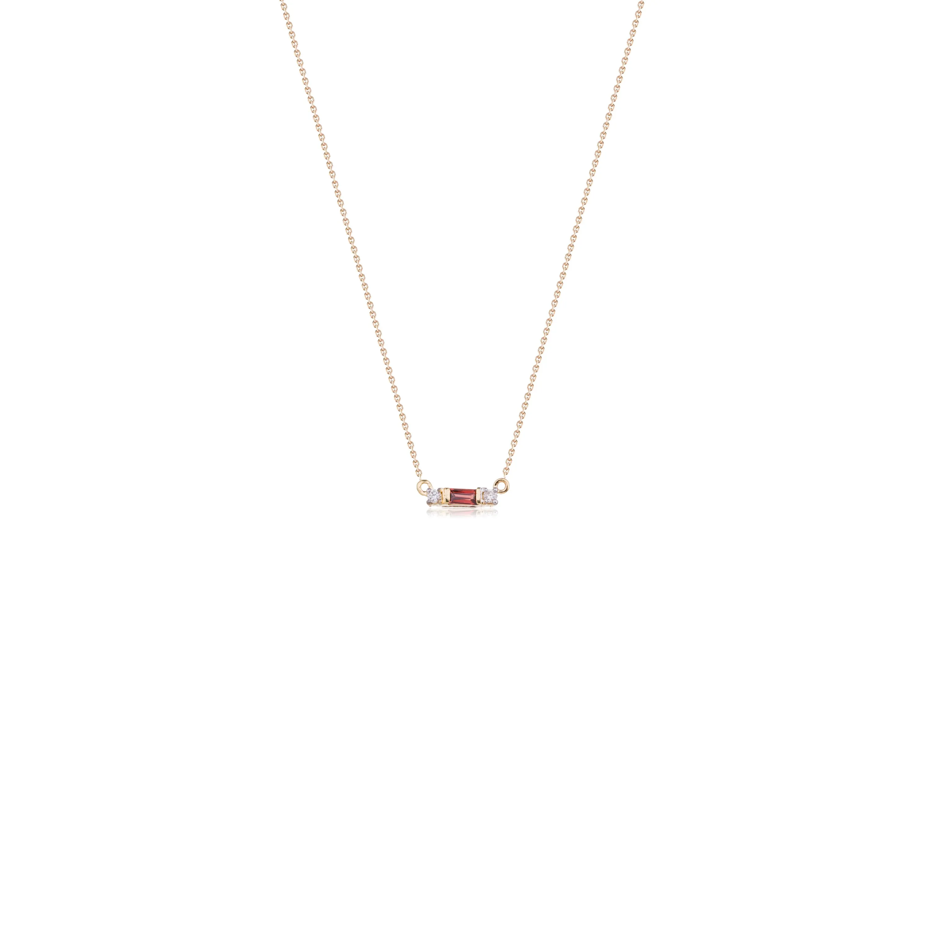 Juno Garnet and Diamond Necklace, 14K Yellow Gold