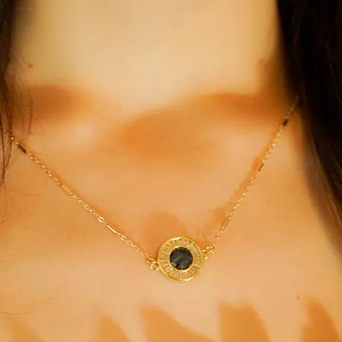 Labradorite Crystal Iris Necklace - Gold - Evil Eye
