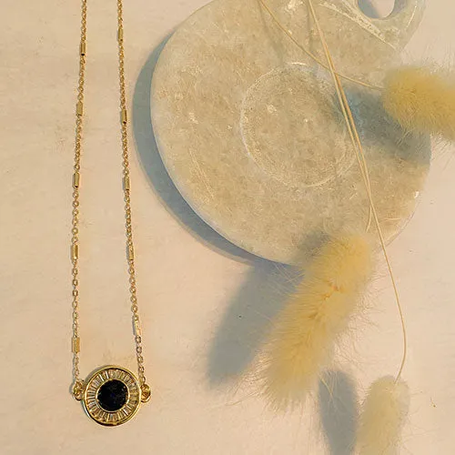Labradorite Crystal Iris Necklace - Gold - Evil Eye