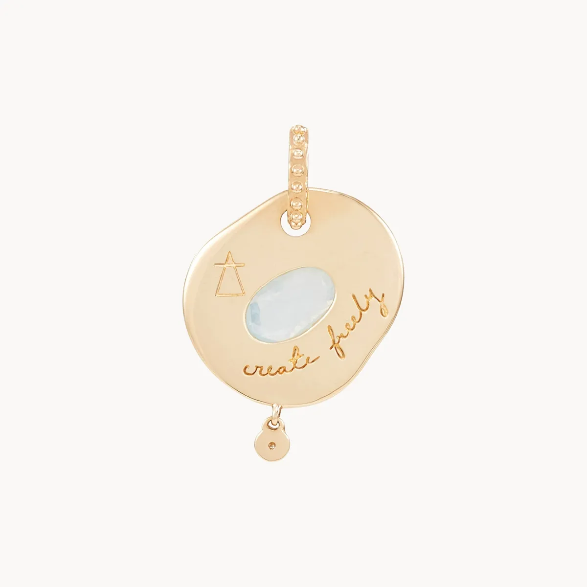 large air element charm - 10k yellow gold, gemstones
