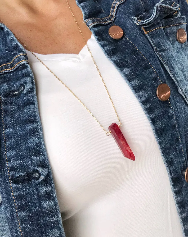 Large Crystal Pendant Long Necklace