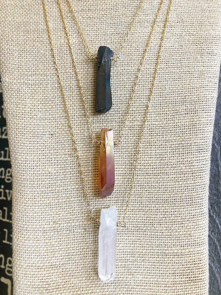 Large Crystal Pendant Long Necklace