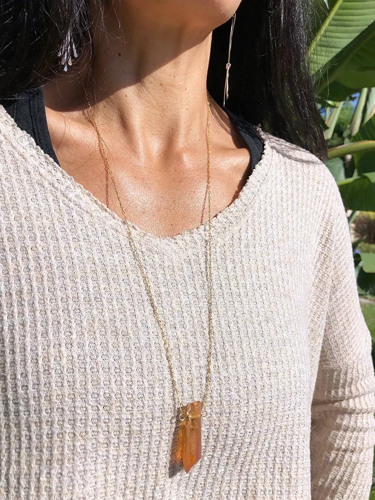 Large Crystal Pendant Long Necklace