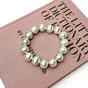 Large Silver Tone Beaded Bracelet