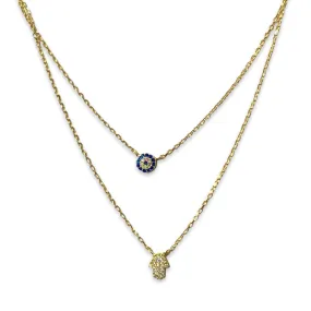 Layered Evil Eye Hamsa Necklace