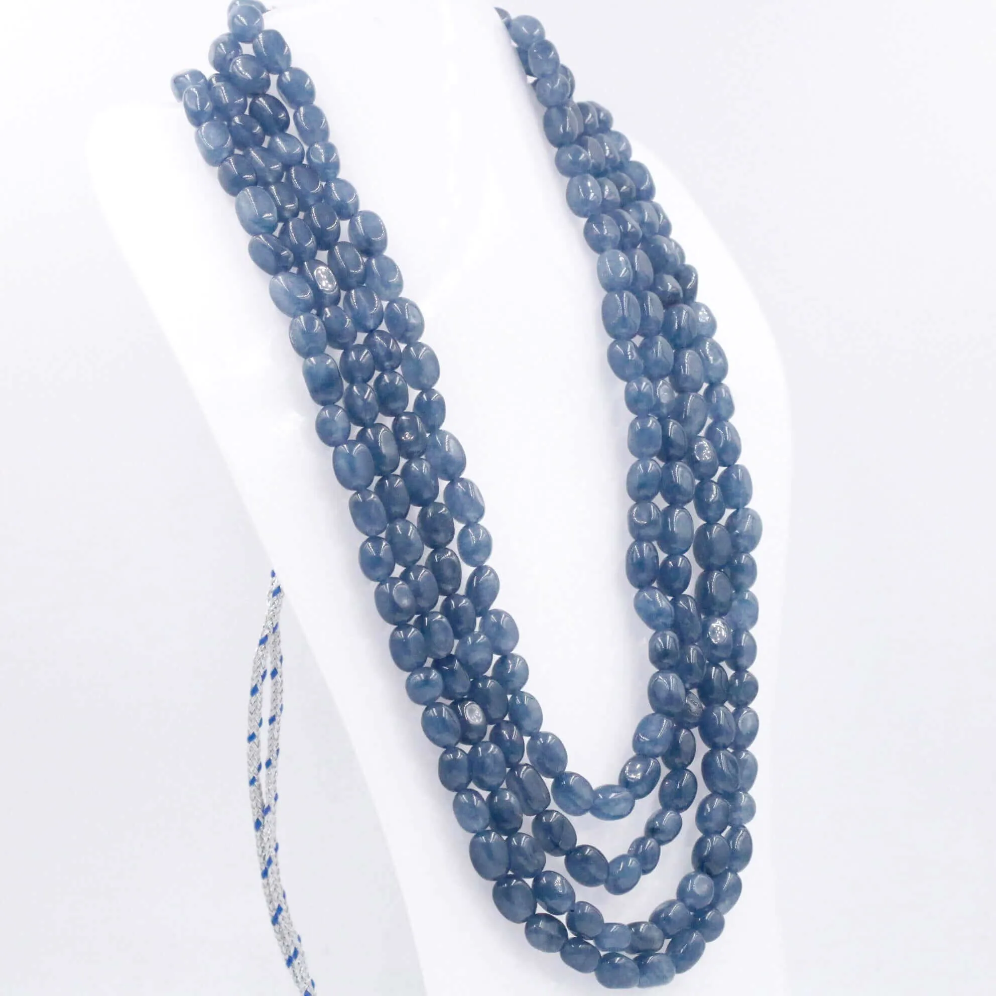 Layered Quartz Necklace Beaded Necklace Layered Necklace Long Necklace Indian Necklace Quartz Sarafa Blue Necklace Blue Sarafa SKU 6143216