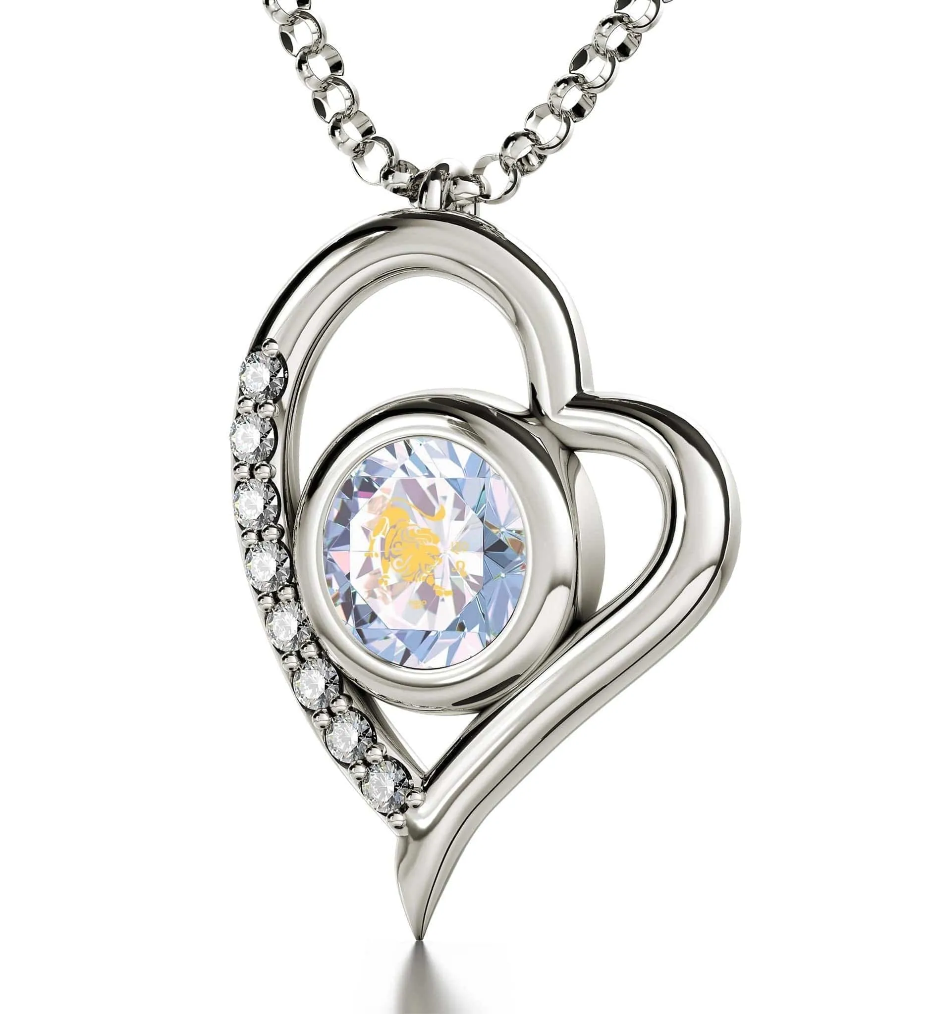 Leo Sign, 925 Sterling Silver Necklace, Swarovski