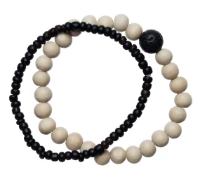 *Light & Dark Wooden Beads   Black Lava Stone