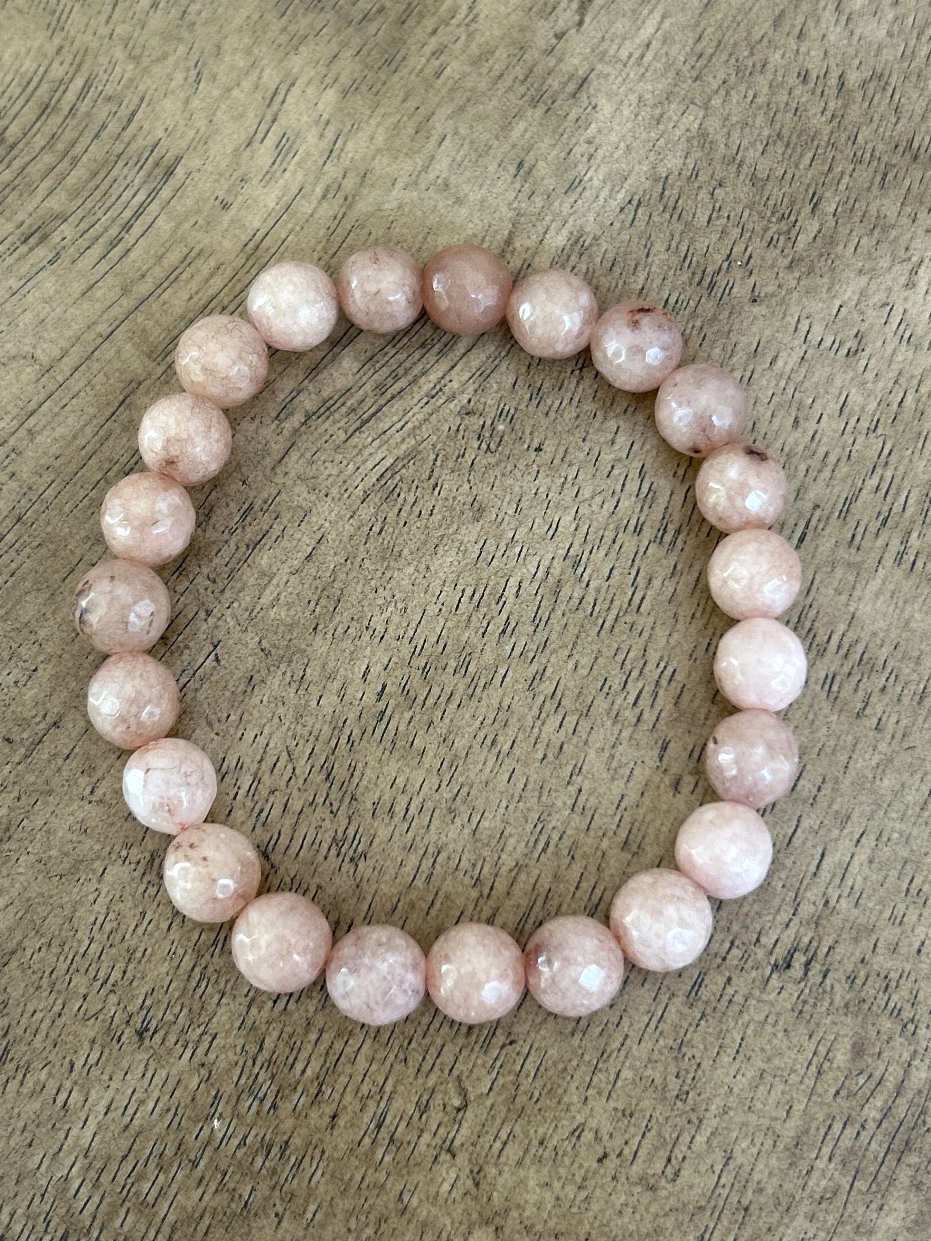 Light Iced Coffee Jade Faceted 8mm Bracelet