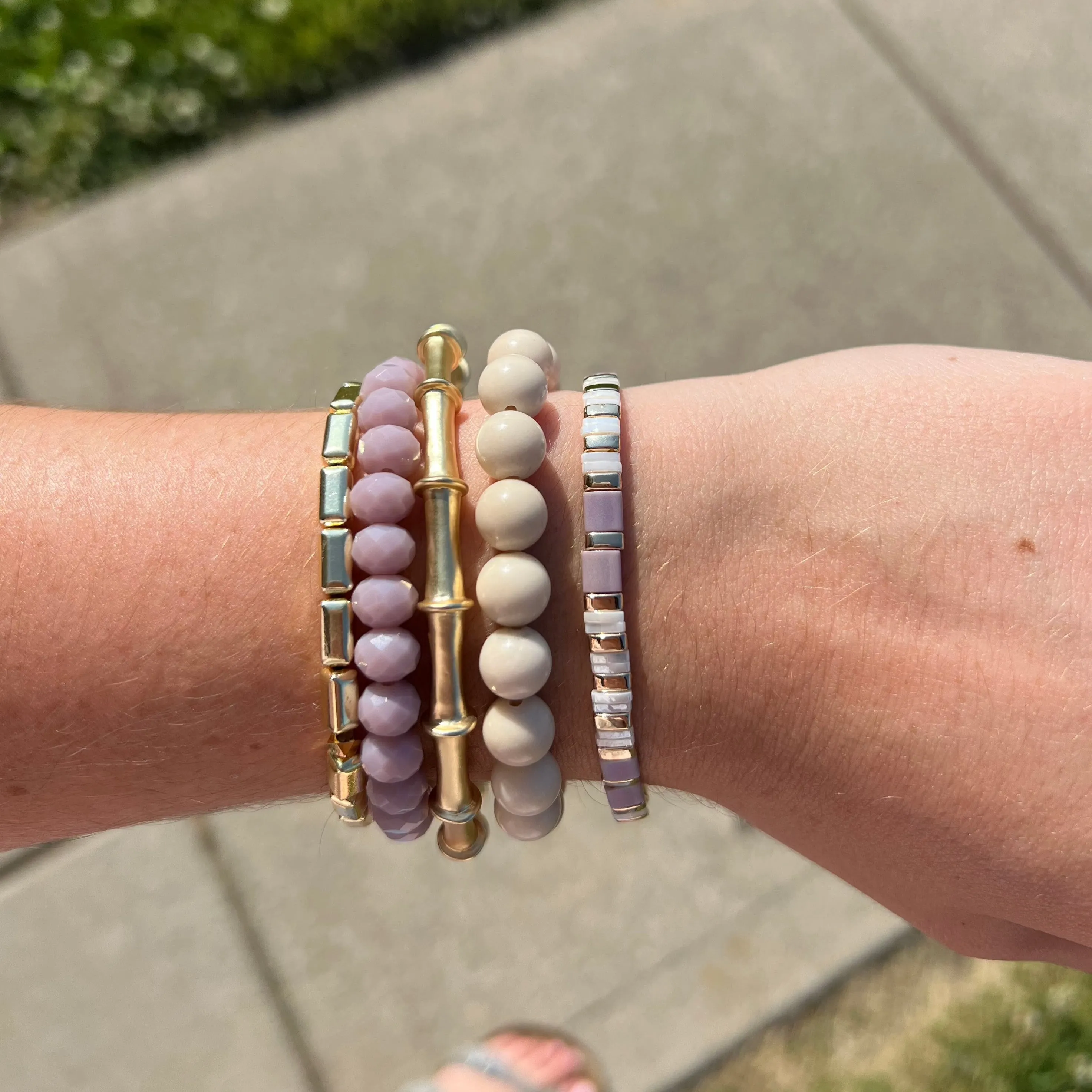 Light Purple Jade Faceted Rondelle 8mm Bracelet