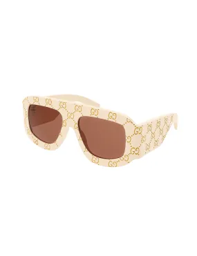 Logo Mask Sunglasses, Ivory/Orange