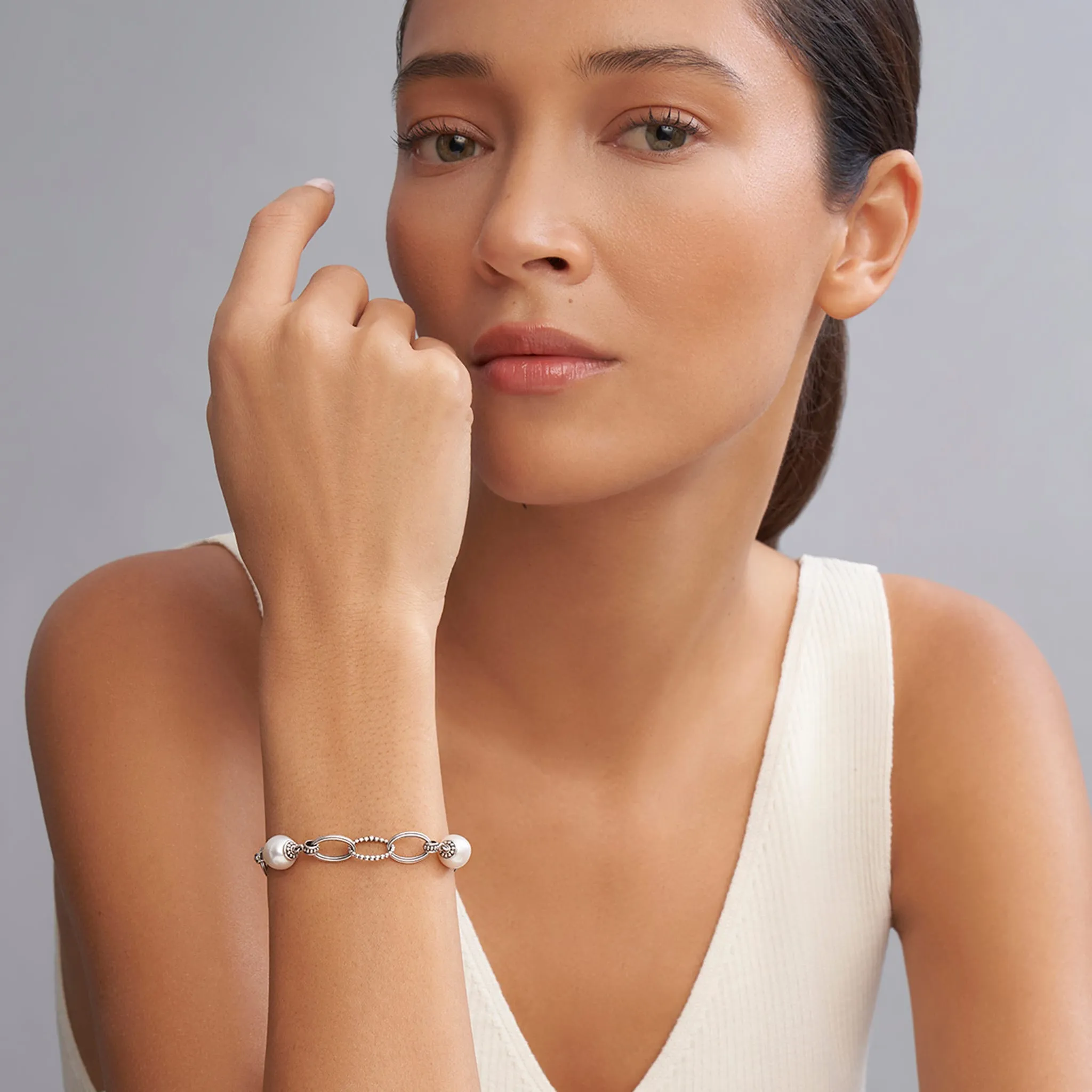 Luna Caviar Pearl Link Bracelet