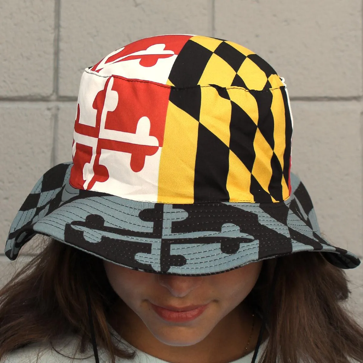 Maryland Flag with Greyscale Rim / Bucket Hat