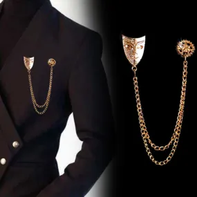 Men's Mysterious Mask Tassel Brooch